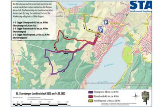 Streckenplan zum 39. Starnberger Landkreislauf
