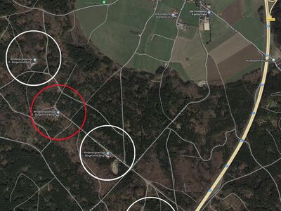 Lage der Windkraftanlagen bei Berg (Karte Google)