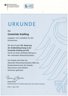 Urkunde des Bundesumweltministeriums